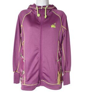 Realtree Girl Zip Hoodie Sweatshirt Women M Purple Green Camo Hunting NEW‎
